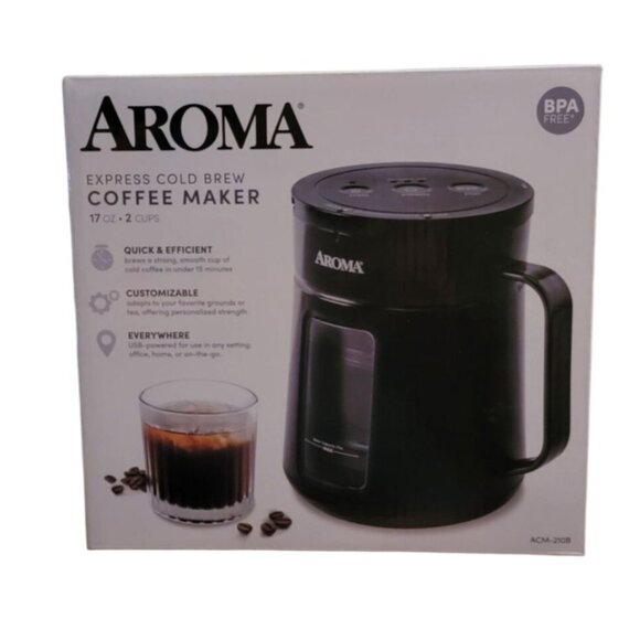 Aroma Express Cold Brew Coffee Maker – 17 oz (2 Cups) – New in Box - Picture 3 of 5